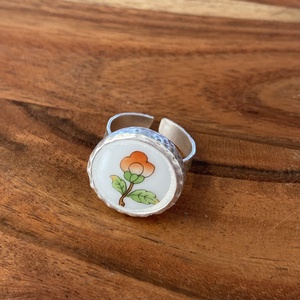 Herendi mentett darabok - porcelán gyűrű - virágos, állítható - ékszer - gyűrű - statement gyűrű - Meska.hu