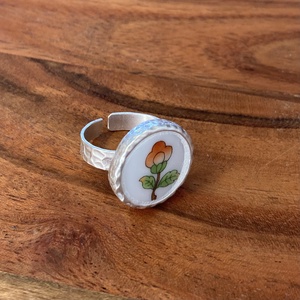 Herendi mentett darabok - porcelán gyűrű - virágos, állítható - ékszer - gyűrű - statement gyűrű - Meska.hu