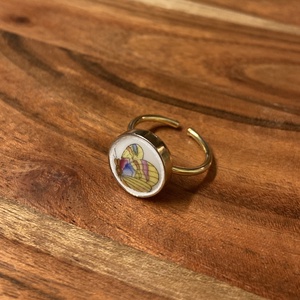 Aranyozott gyűrű - Herendi mentett darabok - pillangós, állítható - ékszer - gyűrű - szoliter gyűrű - Meska.hu