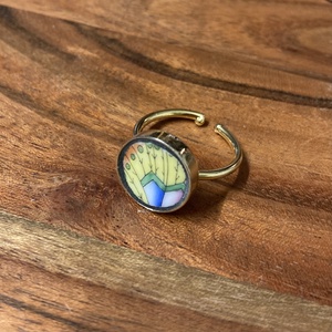 Aranyozott gyűrű - Herendi mentett darabok - pillangószárny mintás, állítható - ékszer - gyűrű - szoliter gyűrű - Meska.hu