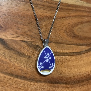 Zsolnay mentett darabok - porcelán nyaklánc - nemesacél csepp medálos nyaklánc - ékszer - nyaklánc - medálos nyaklánc - Meska.hu