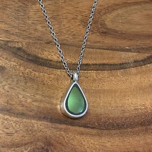 Eozinos Zsolnay mentett darabok - porcelán nyaklánc - pici csepp medál nemesacél lánccal, eozin mázas - Meska.hu