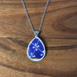 Zsolnay mentett darabok - porcelán nyaklánc - nemesacél csepp medálos nyaklánc - ékszer - nyaklánc - medálos nyaklánc - Meska.hu