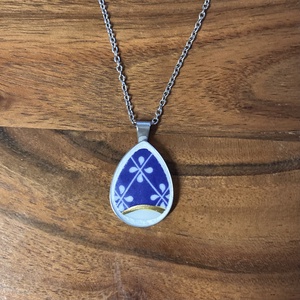 Zsolnay mentett darabok - porcelán nyaklánc - nemesacél csepp medálos nyaklánc - ékszer - nyaklánc - medálos nyaklánc - Meska.hu