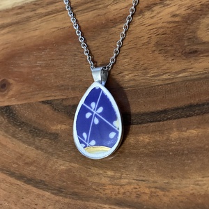 Zsolnay mentett darabok - porcelán nyaklánc - nemesacél csepp medálos nyaklánc - ékszer - nyaklánc - medálos nyaklánc - Meska.hu