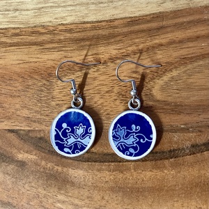 Mentett Zsolnay darabok - porcelán fülbevaló - nemesacél lógós - ékszer - fülbevaló - lógó fülbevaló - Meska.hu