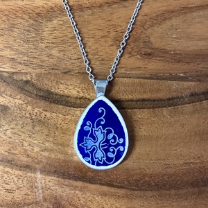 Zsolnay mentett darabok - porcelán nyaklánc - nemesacél csepp medálos nyaklánc - Meska.hu