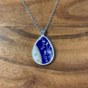 Zsolnay mentett darabok - porcelán nyaklánc - nemesacél csepp medálos nyaklánc - Meska.hu