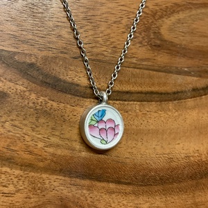 Herendi mentett darabok - pici porcelán nyaklánc - nemesacél lánccal, Ékszer, Nyaklánc, Medálos nyaklánc, Mozaik, Ékszerkészítés, MESKA