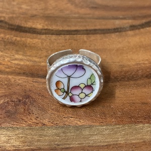 Herendi mentett darabok - porcelán gyűrű - virágos, állítható, Ékszer, Gyűrű, Statement gyűrű, Mozaik, Ékszerkészítés, MESKA