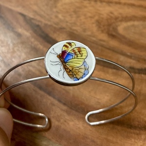 Mentett Herendi darabok - porcelán pillangós nemesacél karperec - állítható - Meska.hu