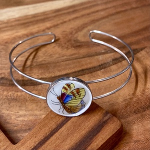 Mentett Herendi darabok - porcelán pillangós nemesacél karperec - állítható - ékszer - karkötő - karkötő medállal - Meska.hu