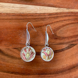 Ritka mentett Zsolnay darabok - porcelán fülbevaló - nemesacél lógós - ékszer - fülbevaló - lógó fülbevaló - Meska.hu