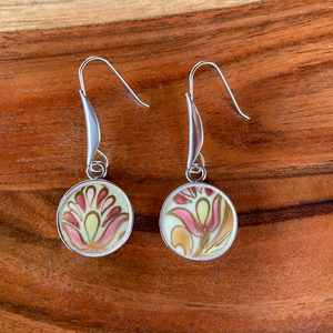 Ritka mentett Zsolnay darabok - porcelán fülbevaló - nemesacél lógós, Ékszer, Fülbevaló, Lógó fülbevaló, Mozaik, Ékszerkészítés, MESKA