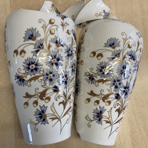 Mentett búzavirágos darabok - nemesacél nyaklánc porcelánnal, nagy medál - ékszer - nyaklánc - medálos nyaklánc - Meska.hu