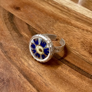 Mentett Zsolnay darabok - porcelán gyűrű - búzavirágos, állítható - ékszer - gyűrű - statement gyűrű - Meska.hu