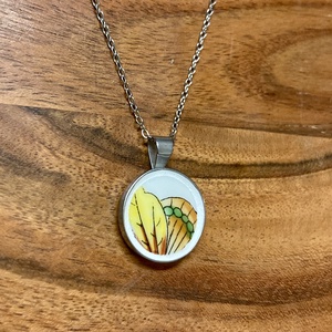 Herendi mentett darabok - nemesacél nyaklánc pillangószárny porcelánnal - ékszer - nyaklánc - medálos nyaklánc - Meska.hu