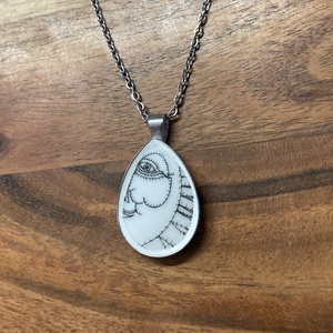 Mentett porcelán darabok - nyaklánc - nemesacél csepp medálos - ékszer - nyaklánc - medálos nyaklánc - Meska.hu