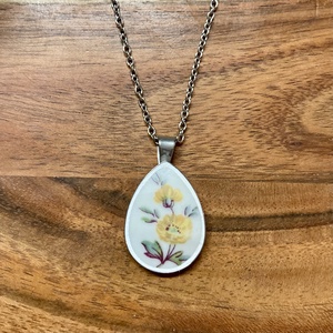 Mentett porcelán darabok - nyaklánc - nemesacél csepp medálos - Meska.hu