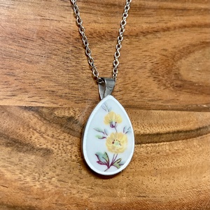 Mentett porcelán darabok - nyaklánc - nemesacél csepp medálos - ékszer - nyaklánc - medálos nyaklánc - Meska.hu