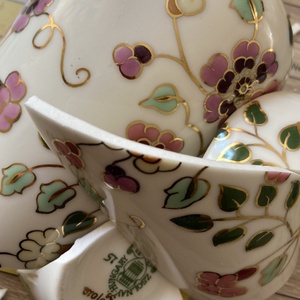 Mentett porcelán darabok - nemesacél karperec, virágos - 3 méretben - ékszer - karkötő - karkötő medállal - Meska.hu