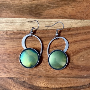 Eozinos mentett porcelán darabok - fülbevaló - nemesacél lógós eozin mázas, Ékszer, Fülbevaló, Lógó fülbevaló, Mozaik, Ékszerkészítés, MESKA