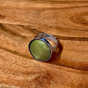 Eozinos mentett porcelán darabok - nemesacél gyűrű - eozin mázas, állítható, Ékszer, Gyűrű, Kerek gyűrű, Mozaik, Ékszerkészítés, MESKA