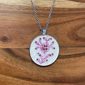 Mentett porcelán darabok - virágos nagy medálos mozaik nyaklánc - nemesacél - ékszer - nyaklánc - medálos nyaklánc - Meska.hu