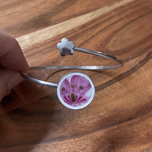 Mentett porcelán darabok - virágos nemesacél karperec - állítható, Ékszer, Karkötő, Karkötő medállal, Mozaik, Ékszerkészítés, MESKA