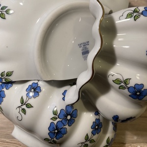 Mentett porcelán darabok - kék virágos nyaklánc - nemesacél csepp medálos - ékszer - nyaklánc - medálos nyaklánc - Meska.hu