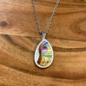 Mentett porcelán darabok - pillangós nyaklánc - nemesacél csepp medálos - ékszer - nyaklánc - medálos nyaklánc - Meska.hu