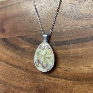 Mentett porcelán darabok - virágos nyaklánc - nemesacél csepp medálos - ékszer - nyaklánc - medálos nyaklánc - Meska.hu