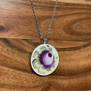 RITKA DARAB, mentett porcelán darabok - virágos nagy medálos nyaklánc - nemesacél - ékszer - nyaklánc - medálos nyaklánc - Meska.hu