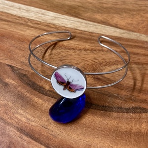 Mentett porcelán darabok - pillangós nemesacél karperec - állítható, Ékszer, Karkötő, Karkötő medállal, Mozaik, Ékszerkészítés, MESKA