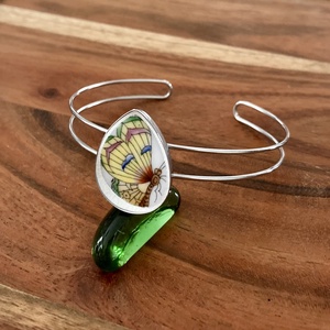 Mentett porcelán darabok - pillangós nemesacél karperec - állítható, Ékszer, Karkötő, Karkötő medállal, Mozaik, Ékszerkészítés, MESKA