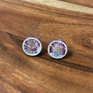 Mentett porcelán darabok - nemesacél fülbevaló, virágos, Ékszer, Fülbevaló, Pötty fülbevaló, Mozaik, Ékszerkészítés, MESKA