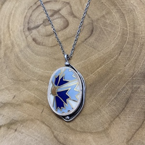 Mentett porcelán darabok - búzavirág mintás nyaklánc - ékszer - nyaklánc - medálos nyaklánc - Meska.hu