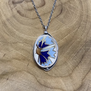 Mentett porcelán darabok - búzavirág mintás nyaklánc, Ékszer, Nyaklánc, Medálos nyaklánc, Mozaik, Ékszerkészítés, MESKA