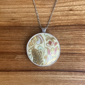 RITKA mentett porcelán darabok - virágos nagy medálos nyaklánc - nemesacél - ékszer - nyaklánc - medálos nyaklánc - Meska.hu