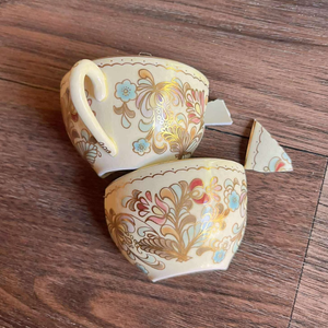 RITKA mentett porcelán darabok - virágos nagy medálos nyaklánc - nemesacél - ékszer - nyaklánc - medálos nyaklánc - Meska.hu