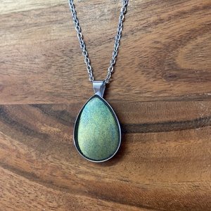 Eozinos mentett porcelán darabok - nyaklánc, nemesacél csepp medálos - ékszer - nyaklánc - medálos nyaklánc - Meska.hu