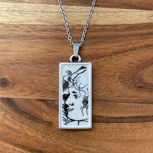 Mentett porcelán darabok - arc medálos nyaklánc nemesacél lánccal, Ékszer, Nyaklánc, Medálos nyaklánc, Mozaik, Ékszerkészítés, MESKA