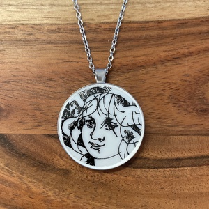 Mentett porcelán darabok - lány arc medálos nyaklánc - nemesacél - Meska.hu