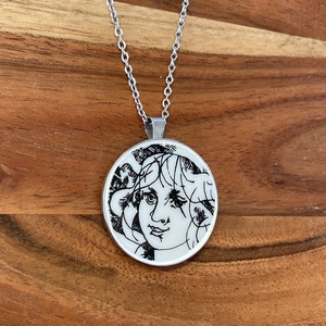 Mentett porcelán darabok - lány arc medálos nyaklánc - nemesacél - ékszer - nyaklánc - medálos nyaklánc - Meska.hu