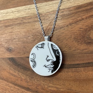 Mentett porcelán darabok - NŐI arc medálos nyaklánc - nemesacél - ékszer - nyaklánc - medálos nyaklánc - Meska.hu