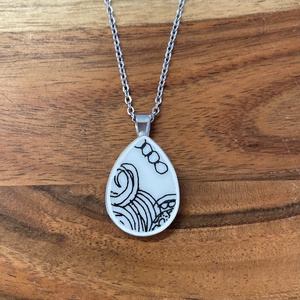 Mentett porcelán darabok - nyaklánc, nemesacél csepp medálos - ékszer - nyaklánc - medálos nyaklánc - Meska.hu