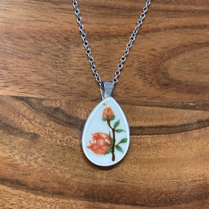 Mentett porcelán darabok - virágos nyaklánc - nemesacél csepp medálos - ékszer - nyaklánc - medálos nyaklánc - Meska.hu