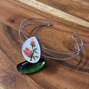 Mentett porcelán darabok - virágos nemesacél karperec - állítható, Ékszer, Karkötő, Karkötő medállal, Mozaik, Ékszerkészítés, MESKA