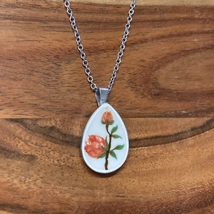 Mentett porcelán darabok - virágos nyaklánc - nemesacél csepp medálos - ékszer - nyaklánc - medálos nyaklánc - Meska.hu