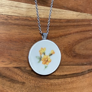 Mentett porcelán darabok - virágos nagy medálos nyaklánc - nemesacél - ékszer - nyaklánc - medálos nyaklánc - Meska.hu